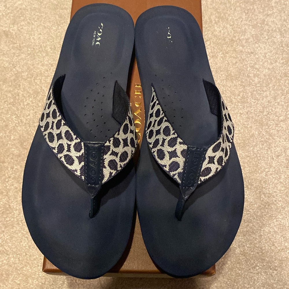 Coach Navy Blue Sandals Womens Size 10
